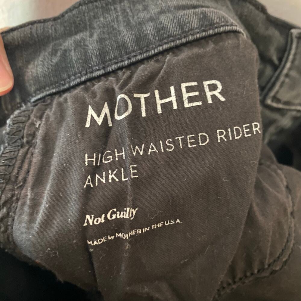Mother High Waisted Rider Ankle Jeans Not Guilty Gray Black Straight Leg size 28 - Picture 13 of 15